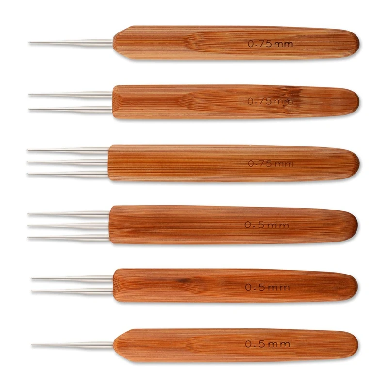 

6 Pieces Crochet Hook 0.5Mm 0.75 Mm Needle Weaving Crochet, Include 1 Hook, 2 Hooks, 3 Hooks For Braid Craft