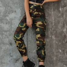 Sfit женские с высокой талией облегающие Camoflage камуфляжные штаны для бега свободные тонкие леггинсы для спортзала модные тренировочные штаны с карманами комбинезоны