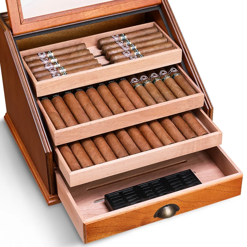 CIGARLOONG Cedar Wood увлажняющая коробка шкафчик фирмы "Humidor" Большая емкость подходит 100 четырехслойная сигара Humidor деревянная коробка CLA-A0012