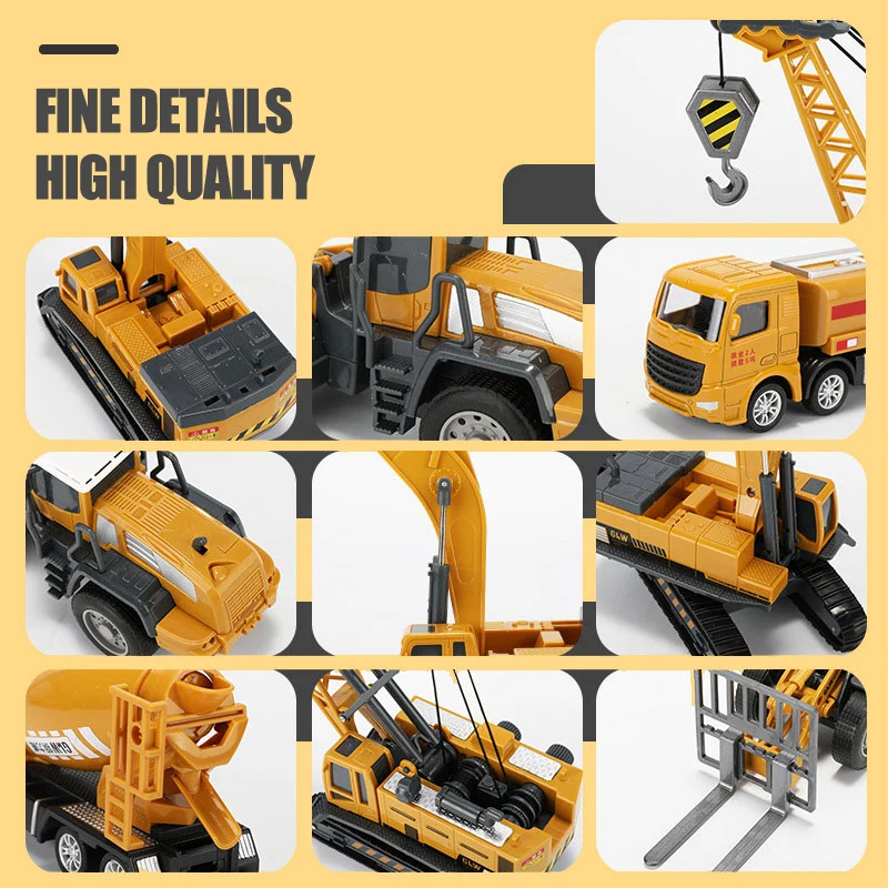 Classic Bulldozer Crane Excavator Trucks Vehicles Juguetes Carros Boy Alloy Engineering Truck Cars Toys for Kids Boys Xmas Gifts