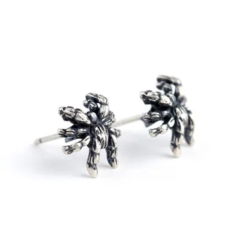 

S925 sterling silver Retro Creative spider punk Gothic fashion earrings ear stud ear clip jewelry