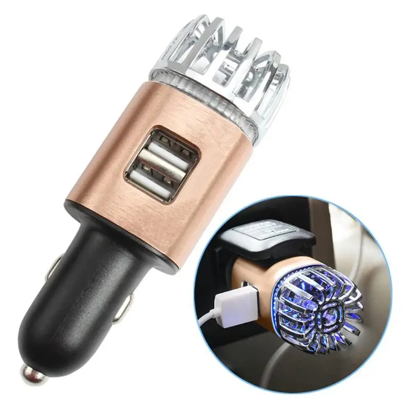 2 в 1, автомобильный очиститель воздуха, ионизатор с 2А, двойной USB, зарядное устройство, аллерген, РМ2, 5, дымовая пыльца, плесень, бактерии, запах, Очищающий запах
