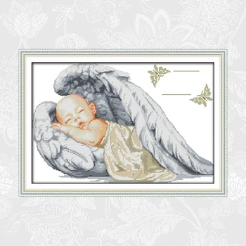 

Little angel birth Patterns DMC Counted Embroidery Printed on Canvas Cross Stitch kits DIY Handmade Needlework Crafts