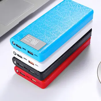 

QC 3.0 Dual USB + Type C PD 8x 18650 Battery DIY Power Bank Box LED Light Fast Charger For iPhone Samsung Cell Phone Tablet 37MC