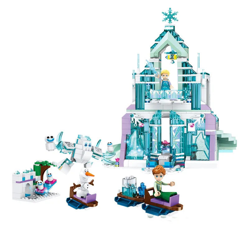 

Girl friend Snow World Series The Elsa`s Magical Ice Castle Set girls Building Blocks Bricks Toys