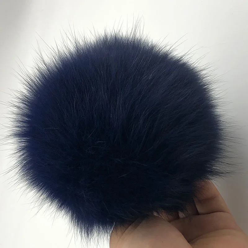 15 см натуральный животный Hairball Hat помпон ручной работы DIY действительно енот большой волос шар шляпа помпон с пряжкой