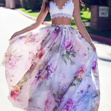 BOHO женские цветочные длинные плиссированные макси юбки Partysu летние пляжные сарафаны Stearwear для элегантных женщин