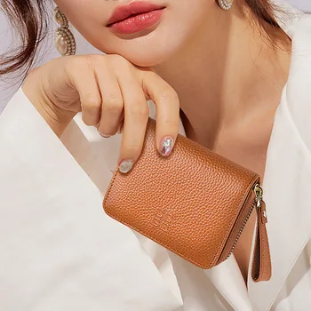 

2020 new European and American style leather short wallet small leather wallet coin purse card holder