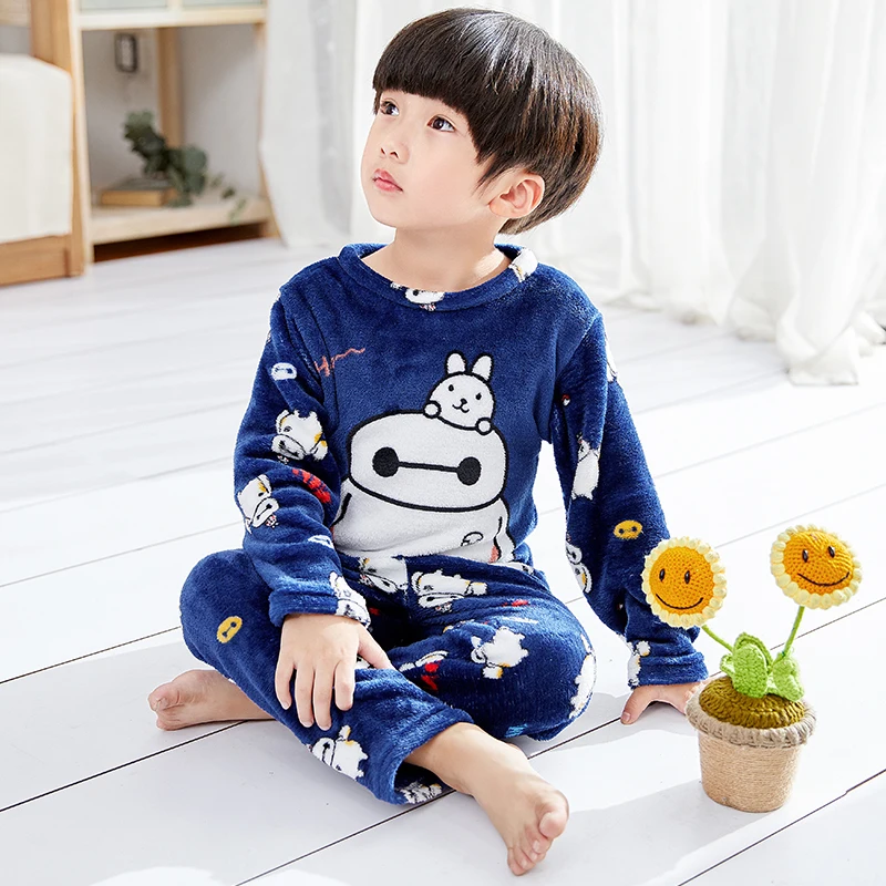 От 2 до 12 лет, осенне-зимние детские фланелевые пижамы милые мягкие плотные комплекты с кроликом и кроликом для маленьких мальчиков и девочек флисовые комплекты для мальчиков-подростков - Цвет: style  21