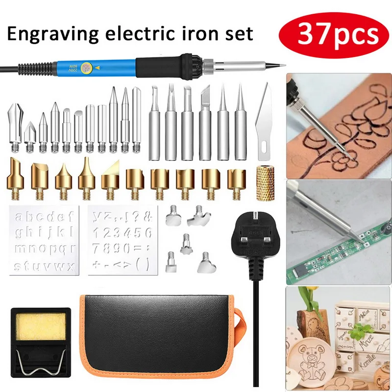 

60W DIY Engraving Electric Soldering Iron Adjustable Temperature EU/US/UK Plug Electric Soldering Iron Welding Heat Pencil
