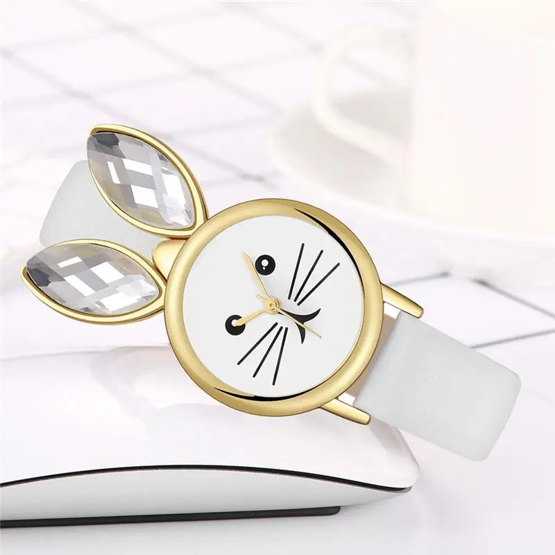 

2020 New Fashion Brand Lovely Rabbit Cartoon Kids Watches Comfortable Leather Children Quartz Watch Simple Girls Wristwatches