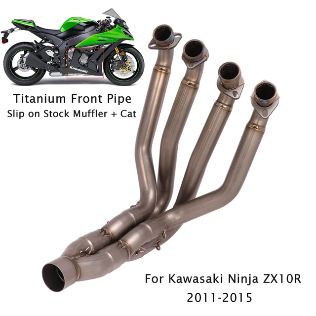 For Kawasaki Ninja ZX10R 2011-2015 Titanium Header Pipe Motorcycle Front Link Tube to Original Exhaust Tips
