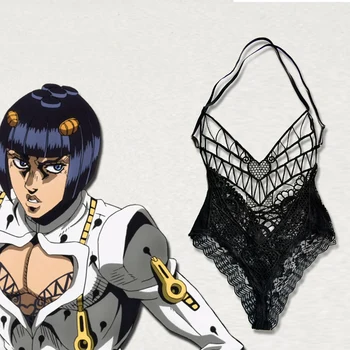 

Anime JoJo's Bizarre Adventure Golden Wind Bruno Bucciarati Cosplay Giorno Giovanna Costume t-shirt lingerie lace top jumpsuits