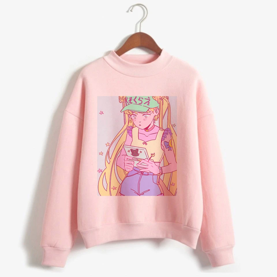 Толстовка с капюшоном Sailor Moon Harajuku корейский стиль Ulzzang Kawaii 90s одежда мультяшным