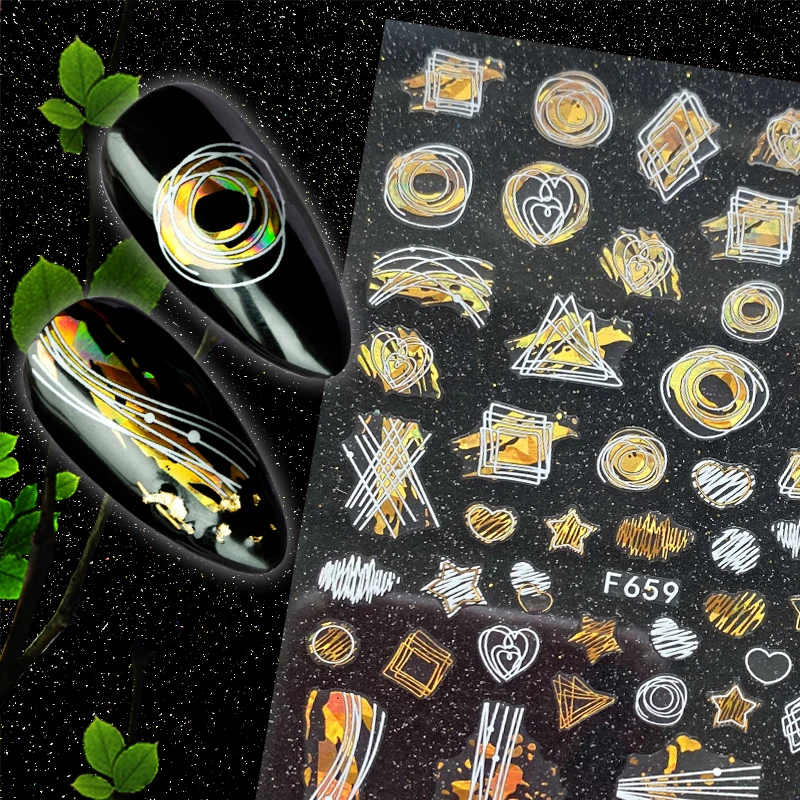 3d наклейки для ногтей начать любящее сердце-образный в виде геометрических фигур