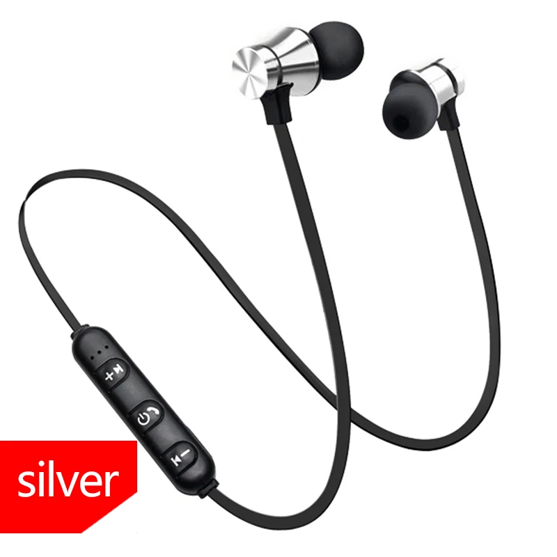 Silver Магнитные беспроводные bluetooth наушники XT11, музыкальная гарнитура, шейные спортивные наушники с микрофоном для iPhone, samsung, Xiaomi - Цвет: Silver