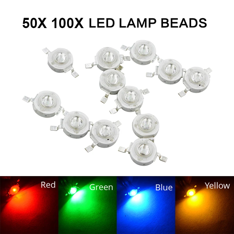 

50/100pcs Bulb 3W Lot LED COB Chip SMD High Power Red Green Blue Yellow Wholesale Lamp Diodes Beads Lights