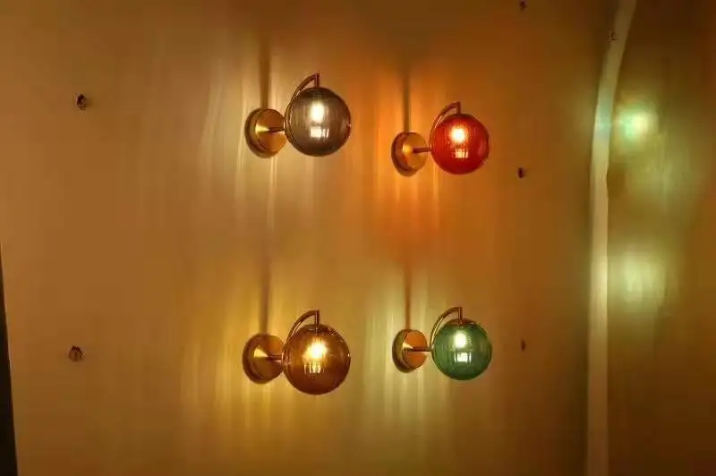 IWHD скандинавском стиле стеклянный шар настенный светильник для спальни рядом с зеркалом лестницы железный металлический современный светодиодный настенный светильник для домашнего освещения Wandlamp