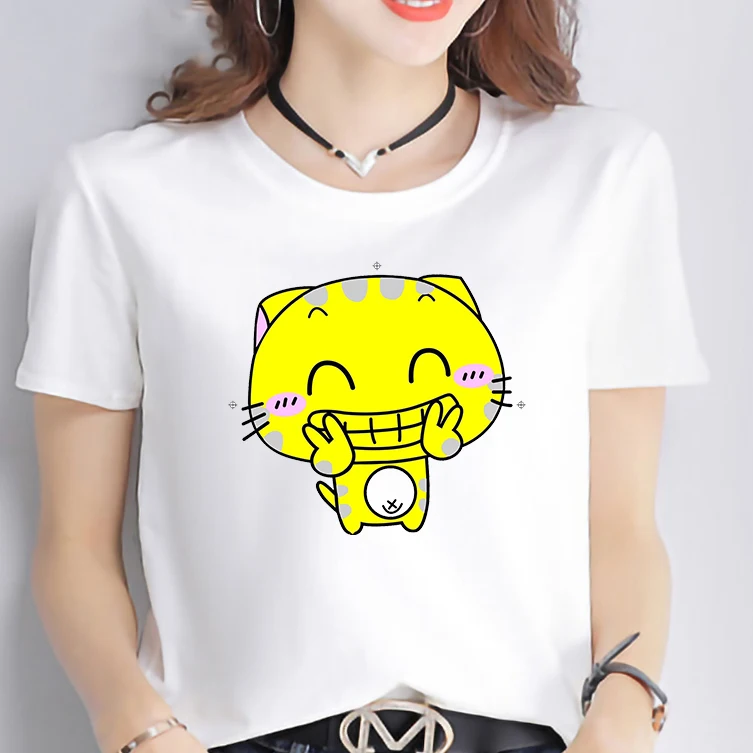 

Cute Cat T-shirt Women Casual Tshirt Summer Short Sleeve Tops Fashion Lovely Personality T Shirt Korean Style Top Tees Clothes