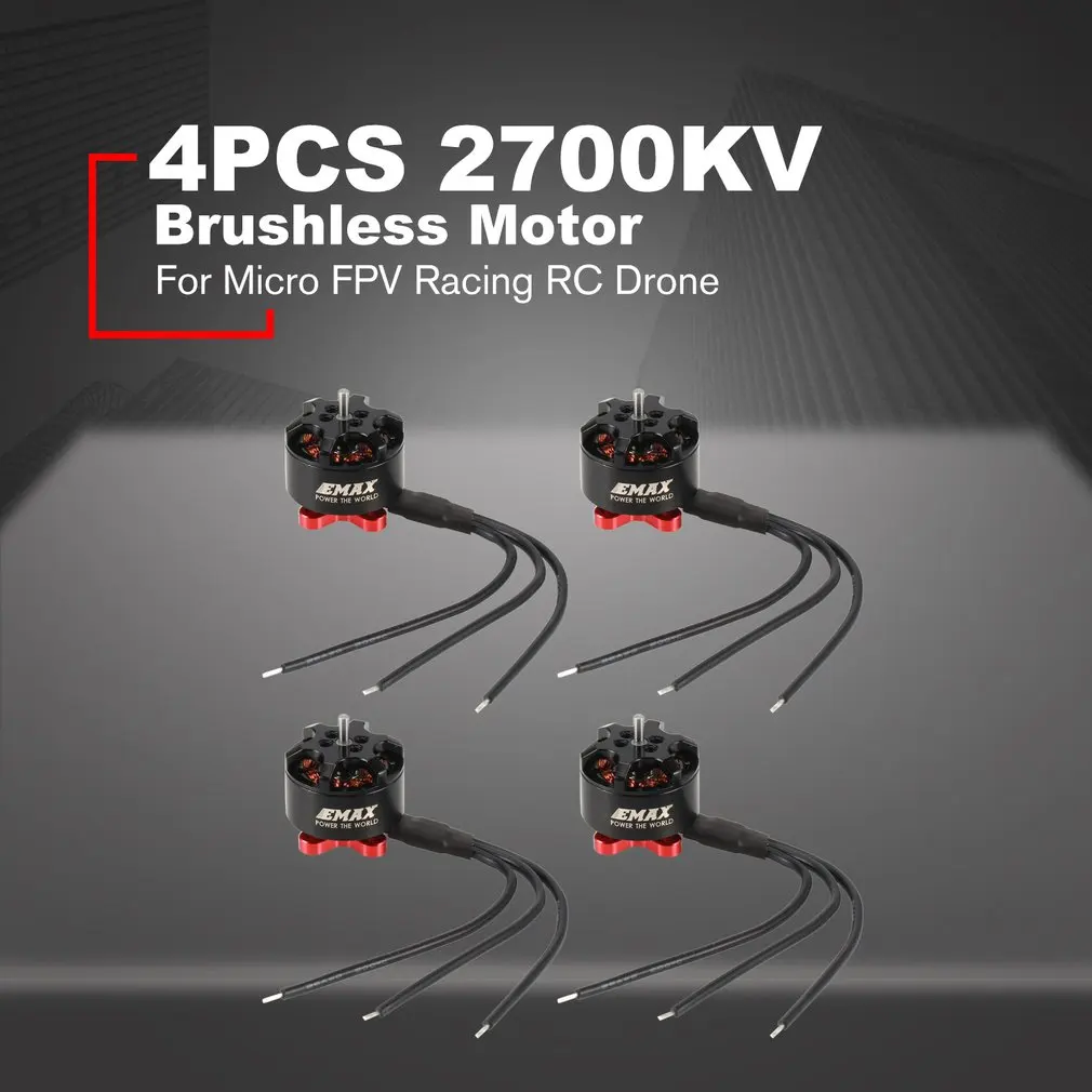 4pcs RS1108 2700KV 4 шт. Emax RS1108 5200KV/4500KV/6000KV 2-3S Легкий Мощный бесщеточный двигатель для Micro FPV Racing RC Дрон Квадрокоптер запчасти - Цвет: 4pcs RS1108 2700KV