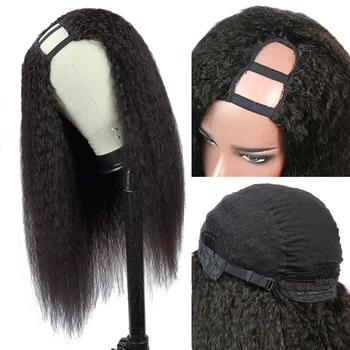 

Kinky Straight U Part Wig Human Hair Wigs Glueless Brazilian Remy Hair 150 Density Italian Yaki Wig For Black Women