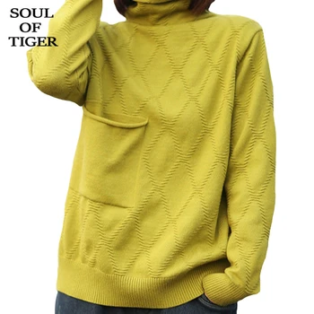 

SOUL OF TIGER New Winter Korean Luxury Brand Ladies Vintage Pullovers Women Casual Loose Warm Sweaters Knitted Clothes Plus Size