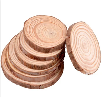 

3-16cm Thick Natural Pine Round Wood Slices Unfinished Circles With Tree Bark Log Discs DIY Crafts Christmas Party Painting