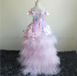 Оптовая продажа; розовое платье с короткими рукавами и блестками; платье с цветочным принтом на шнуровке сзади; Детские свадебные платья
