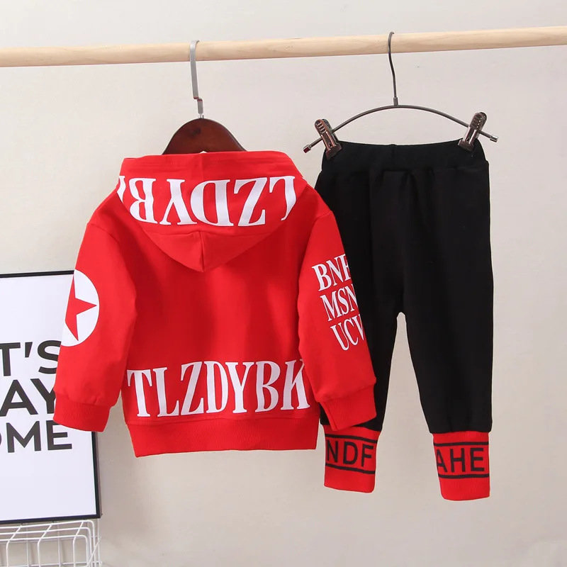 Spring Autumn Baby Boys Girls Cotton Clothes Children Letter Hooded Pants 2Pcs/Sets Infant Kid Fashion Toddler Casual Tracksuits