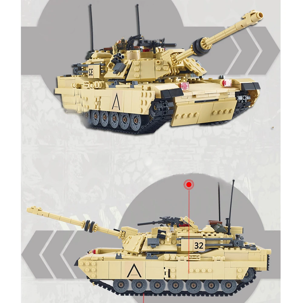 M1A2 США MBT Танки Армии WW2 высокая имитация gudi 6101 Военная серия Обучающие DIY строительные блоки игрушки для детей мальчиков подарки