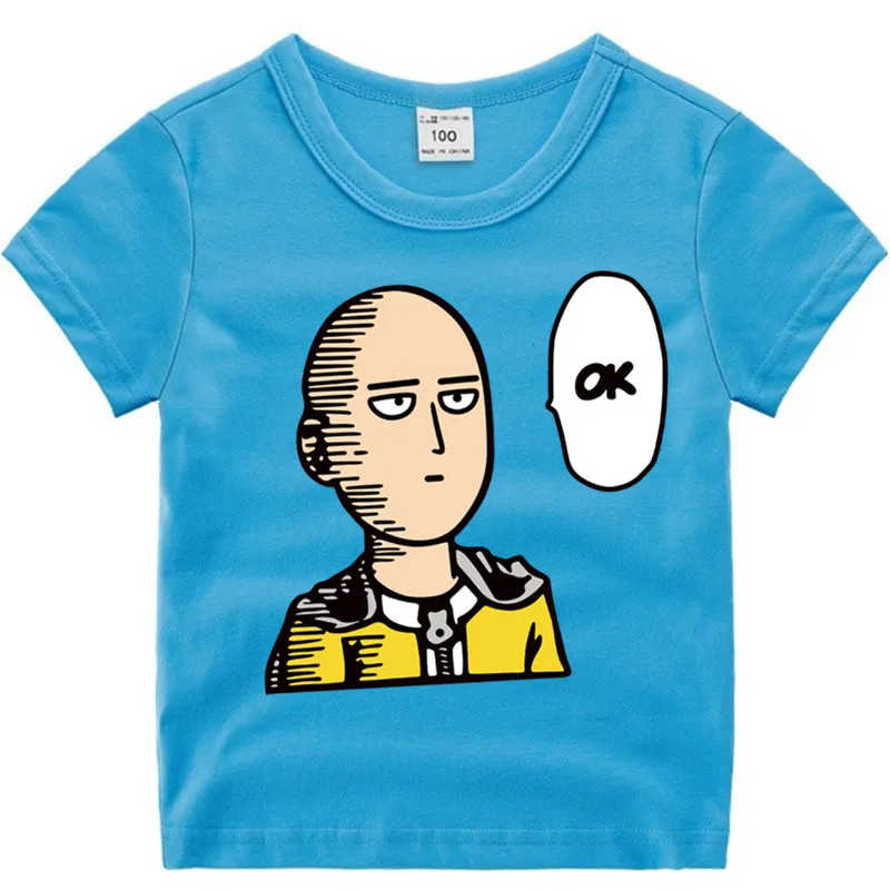 T47A-skyblue Хлопковая футболка с рисунком «One Punch Man» для маленьких мальчиков и девочек Летняя детская Рождественская рубашка детская футболка с рисунком Роскошный топ - Цвет: T47A-skyblue