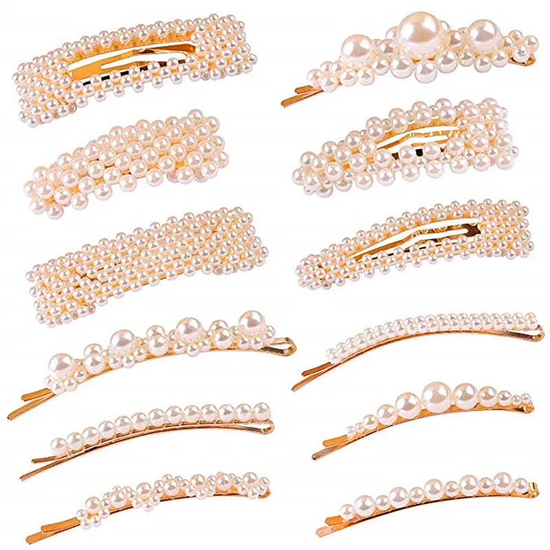 

8/10/12pcs Letter Hairpin Rhinestone Headwear Group Combine Pearl women hair clips Barrette Hair Accessories Styling Set