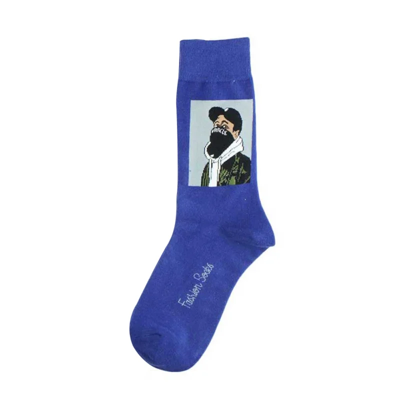 B Socks Autumn Winter Cartoon Realistic Portrait Socks Fashion Skateboard Cotton Socks Men And Women Couple Hip Hop Streetwear - Color: B