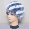 Fashion Women's Cap Real Rex Rabbit Fur Winter Fur Hat For Women Russian Real Fur Knitted Cap Headgear Winter Warm Beanie Hats 6