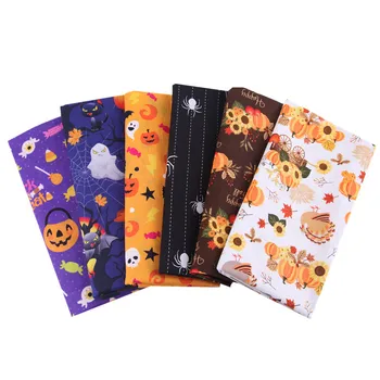 

24pcs 25x25cm Halloween Printed Cotton Fabric Quilting Fabric Sewing Material for DIY Handbag Patchwork Fabric