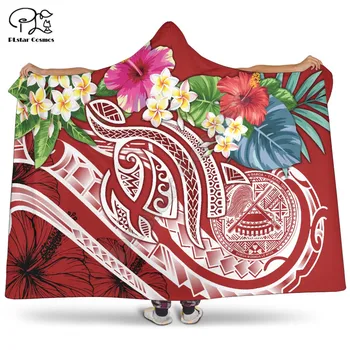 

Polynesian American Blanket - Summer Plumeria Blanket Hooded Blanket 3D full print Wearable Blanket Adult men women Blanket