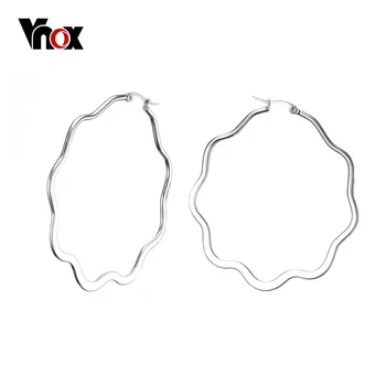 

Vnox Unique Big Hoop Earrings for Women Female Hiphop Punk Stainless Steel Ear Jewelry