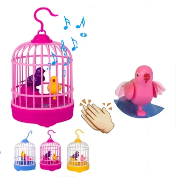 

Voice Control Mini Bird Cage Toys for Children Novelty Induction Toy Funny Simulation Bird Cage Kids Toy Without Batteries