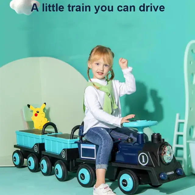 Kids Ride-On Toy Electric In Ride On Four-Wheeler Train Baby Toys Car Remote Control Car Dual Drive With Music For Children Ride 3