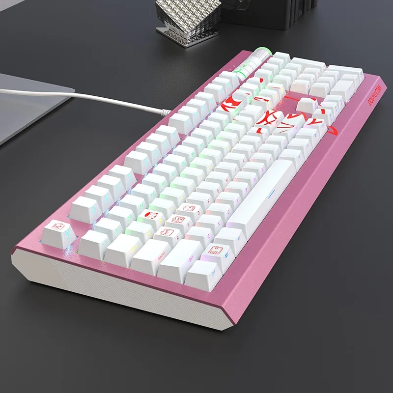 Ajazz Douyu DKM800 RGB с подсветкой Мультимедиа USB Проводная Механическая игровая клавиатура боковые резные брелки черная Ble Axis