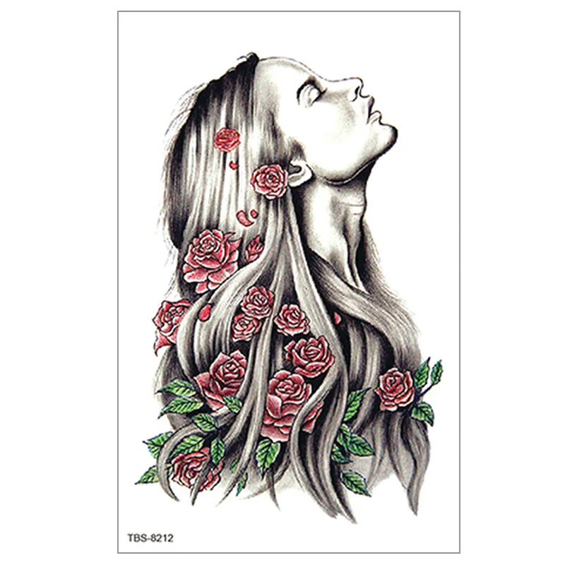 Tatuajes impermeables para mujeres y niñas, tatuaje sexy con alas de Ángel, flor rosa, arte corporal, pegatinas de moda, bikini, cintura, pierna