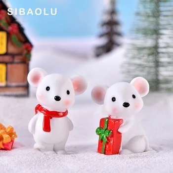 

Christmas Mouse Red White Mouse Mini cartoon Figurine Dollhouse cake home decor miniature fairy garden decoration accessories