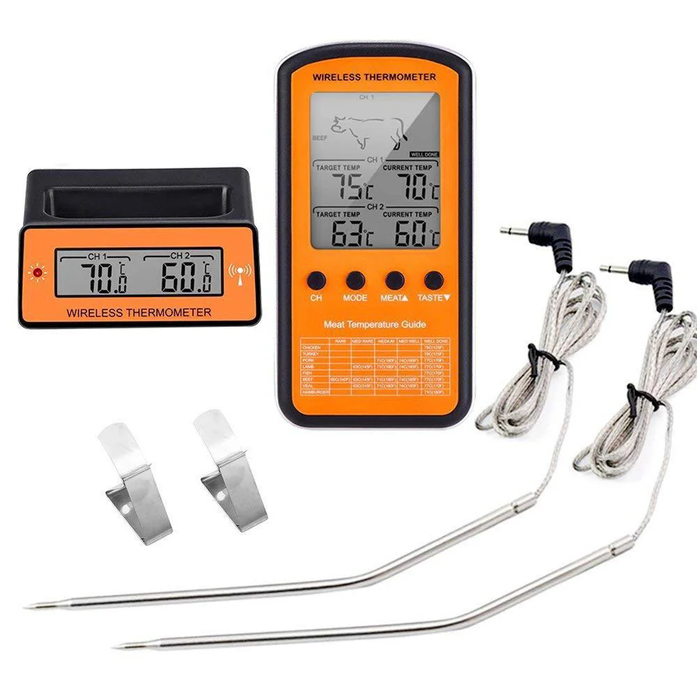 

Wireless Remote Digital Cooking Food Probe Meat Thermometer For Grill Oven BBQ new