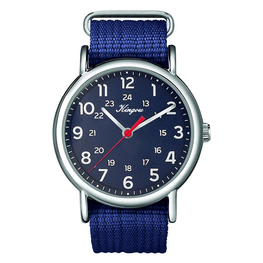 Для мужчин кварцевые часы модные все арабские цифры и 24-часовой военное время нейлоновый ремень кварцевые часы erkek kol saati relogio50