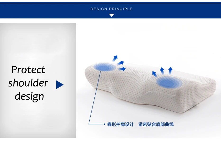 Memory Foam постельные принадлежности защитная подушка для шеи медленный отскок в форме бабочки Memory Foam подушка здоровье для шейки матки