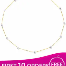 XF800 18 К желтое золото натуральный пресноводный жемчуг ожерелье хорошее ювелирное изделие лучший свадебный подарок свадебные жемчужные цепочки ожерелье XFX233