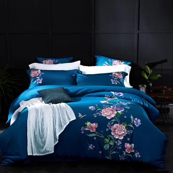 

60s long-staple cotton flower bedding set luxury bed sheet comforter bedding sets couple queen king bed linen new year bed set
