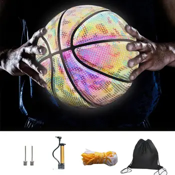 

Professional Glowing Reflective Basketball Soft Luminous Reflective Night Colorful Basketball Training Ball for School students