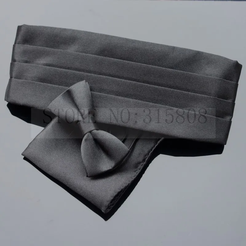 

Black Kid Boys' Adjustable Satin Teenager Cummerbund Pocket Square Bow Tie Set With Belt Elastic Waistband Ikepeibao