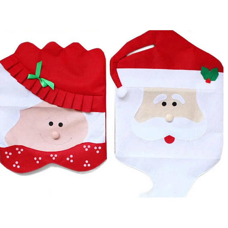

Santa Claus Mrs. Claus Cap Chair Covers Christmas Dinner Table Decoration for Home Chair Back Cover Decor
